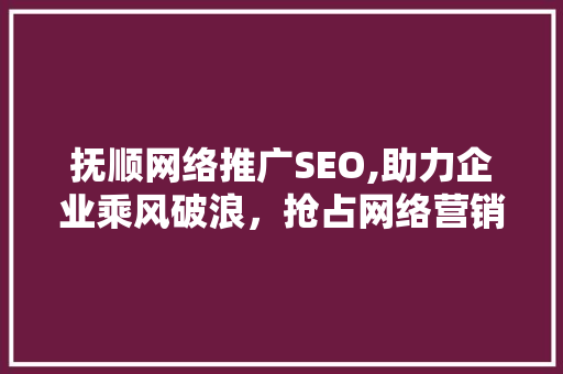 抚顺网络推广SEO,助力企业乘风破浪，抢占网络营销高地