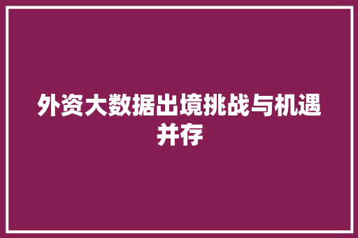 外资大数据出境挑战与机遇并存
