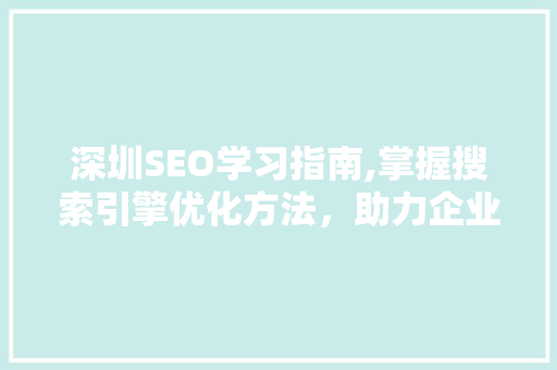 深圳SEO学习指南,掌握搜索引擎优化方法，助力企业网络营销