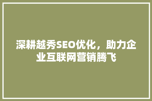 深耕越秀SEO优化，助力企业互联网营销腾飞