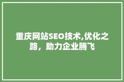 重庆网站SEO技术,优化之路，助力企业腾飞