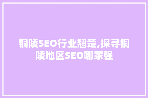 铜陵SEO行业翘楚,探寻铜陵地区SEO哪家强