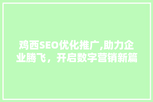鸡西SEO优化推广,助力企业腾飞，开启数字营销新篇章
