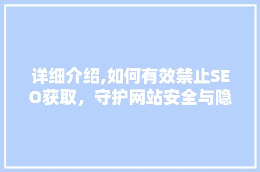 详细介绍,如何有效禁止SEO获取，守护网站安全与隐私