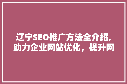 辽宁SEO推广方法全介绍,助力企业网站优化，提升网络曝光度