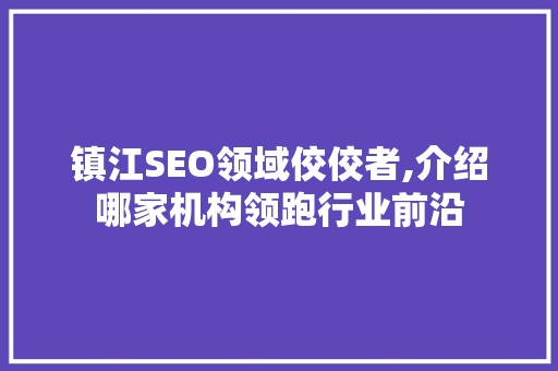 镇江SEO领域佼佼者,介绍哪家机构领跑行业前沿