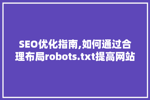SEO优化指南,如何通过合理布局robots.txt提高网站排名
