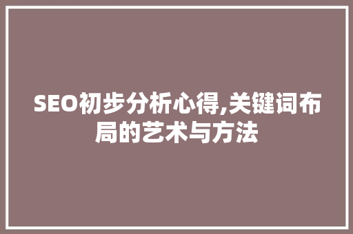 SEO初步分析心得,关键词布局的艺术与方法