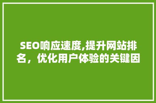 SEO响应速度,提升网站排名，优化用户体验的关键因素