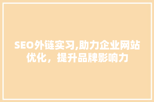 SEO外链实习,助力企业网站优化，提升品牌影响力