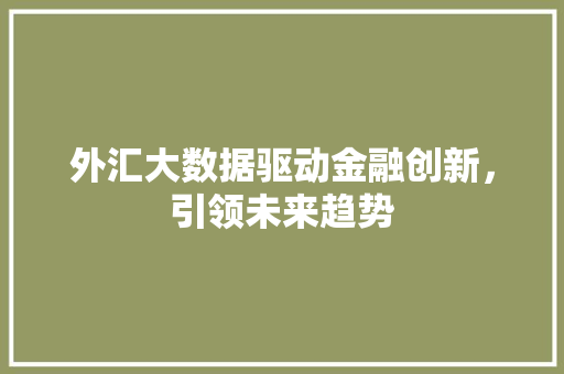 外汇大数据驱动金融创新，引领未来趋势