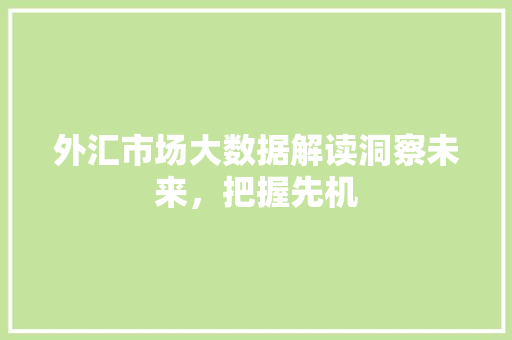 外汇市场大数据解读洞察未来，把握先机