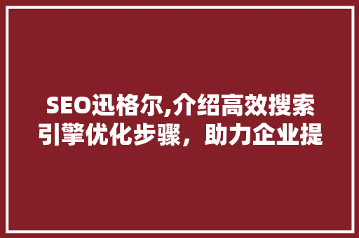 SEO迅格尔,介绍高效搜索引擎优化步骤，助力企业提升网络竞争力