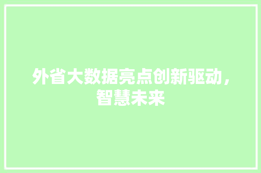 外省大数据亮点创新驱动，智慧未来