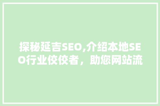 探秘延吉SEO,介绍本地SEO行业佼佼者，助您网站流量翻倍！