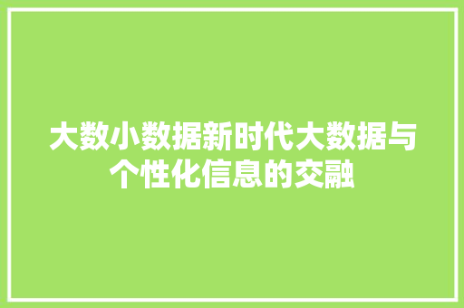 大数小数据新时代大数据与个性化信息的交融  第1张