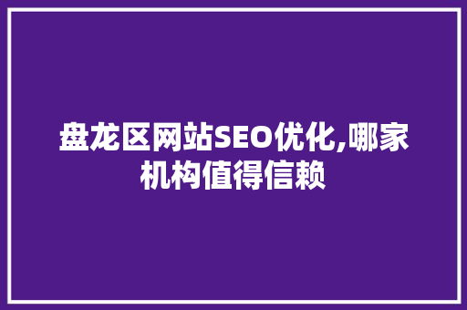 盘龙区网站SEO优化,哪家机构值得信赖