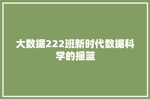 大数据222班新时代数据科学的摇篮  第1张