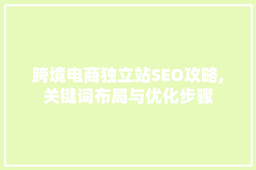 跨境电商独立站SEO攻略,关键词布局与优化步骤