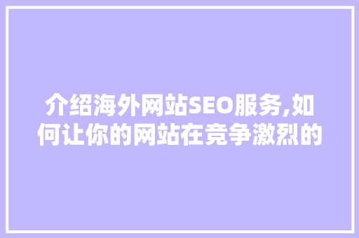 介绍海外网站SEO服务,如何让你的网站在竞争激烈的市场中脱颖而出