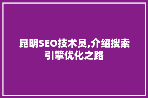 昆明SEO技术员,介绍搜索引擎优化之路
