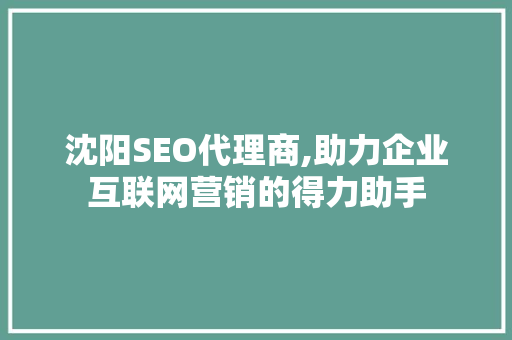 沈阳SEO代理商,助力企业互联网营销的得力助手