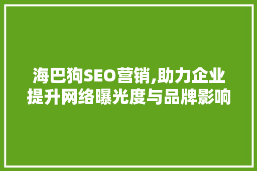 海巴狗SEO营销,助力企业提升网络曝光度与品牌影响力