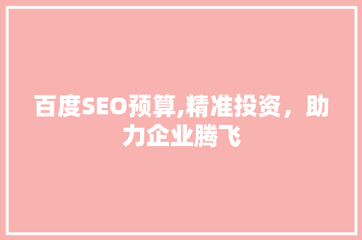 百度SEO预算,精准投资，助力企业腾飞