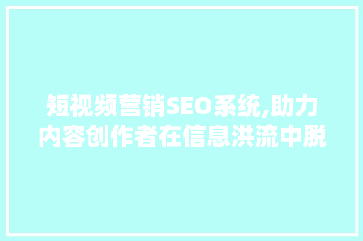 短视频营销SEO系统,助力内容创作者在信息洪流中脱颖而出