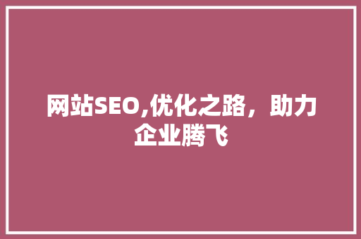 网站SEO,优化之路，助力企业腾飞
