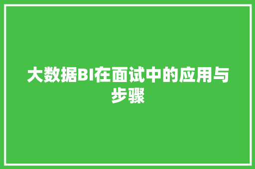 大数据BI在面试中的应用与步骤  第1张