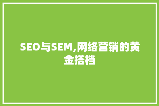 SEO与SEM,网络营销的黄金搭档