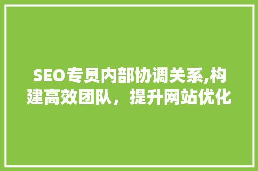 SEO专员内部协调关系,构建高效团队，提升网站优化效果