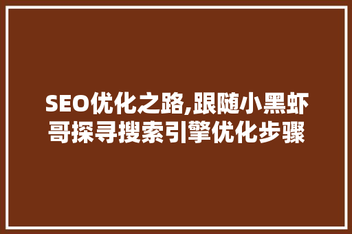 SEO优化之路,跟随小黑虾哥探寻搜索引擎优化步骤
