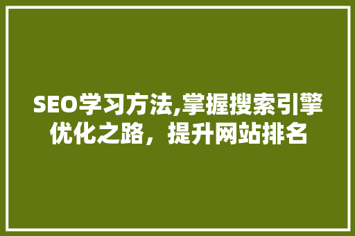 SEO学习方法,掌握搜索引擎优化之路，提升网站排名