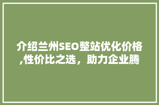 介绍兰州SEO整站优化价格,性价比之选，助力企业腾飞