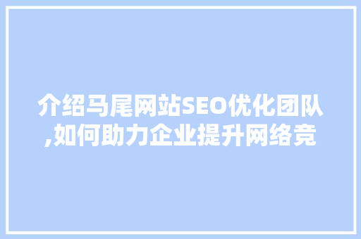 介绍马尾网站SEO优化团队,如何助力企业提升网络竞争力