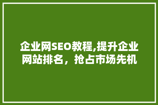 企业网SEO教程,提升企业网站排名，抢占市场先机