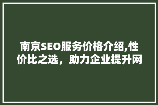 南京SEO服务价格介绍,性价比之选，助力企业提升网络影响力