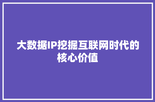 大数据IP挖掘互联网时代的核心价值  第1张