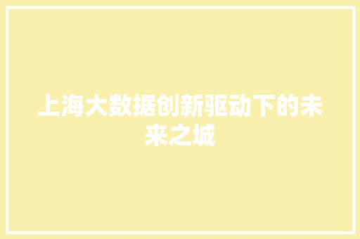 上海大数据创新驱动下的未来之城