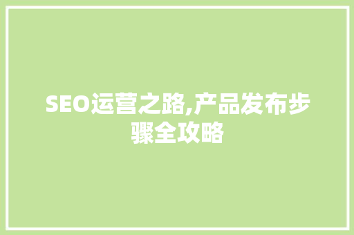 SEO运营之路,产品发布步骤全攻略