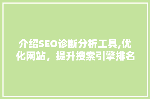 介绍SEO诊断分析工具,优化网站，提升搜索引擎排名的关键利器