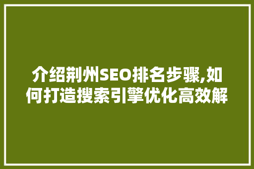 介绍荆州SEO排名步骤,如何打造搜索引擎优化高效解决方法