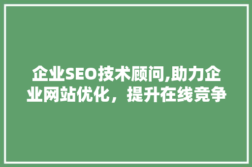 企业SEO技术顾问,助力企业网站优化，提升在线竞争力