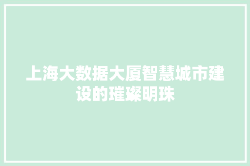 上海大数据大厦智慧城市建设的璀璨明珠