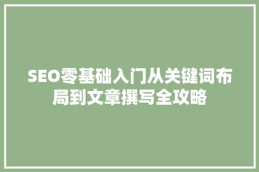 SEO零基础入门从关键词布局到文章撰写全攻略