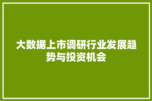 大数据上市调研行业发展趋势与投资机会