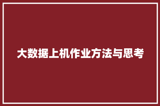 大数据上机作业方法与思考
