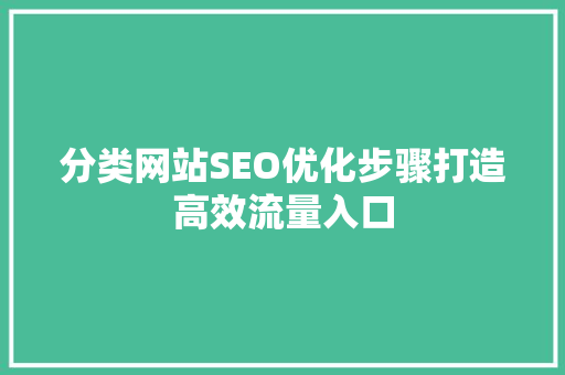 分类网站SEO优化步骤打造高效流量入口